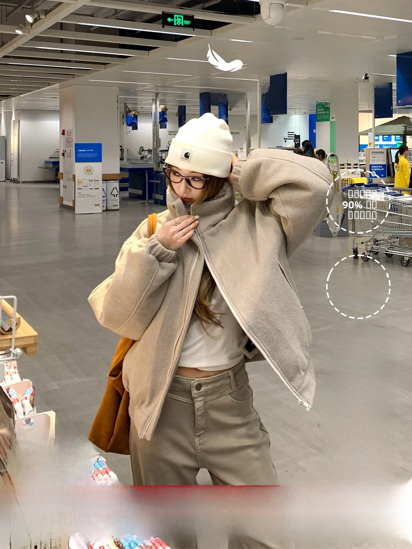 

Women's Thiened Winter Jaet 90 White Du down Zipper Coat Warm Sli Commuter Sle Korean Loose Fit Regular Length