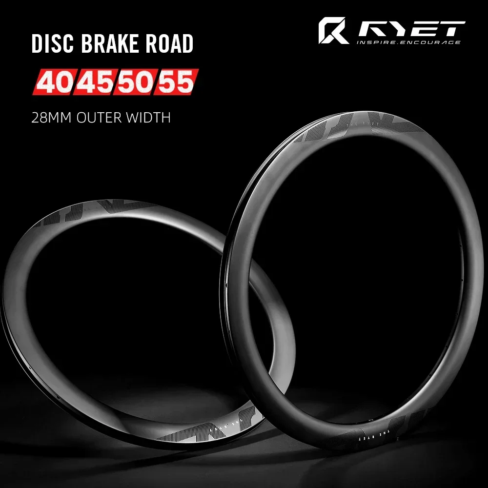 RYET دراجة Rimset 700C الكربون الطريق دراجة حافة 40/45/50/55 مللي متر 28 مللي متر الفاصلة لايحتاج جاهزة 24/24H مكبح قرصي الدراجات اكسسوارات