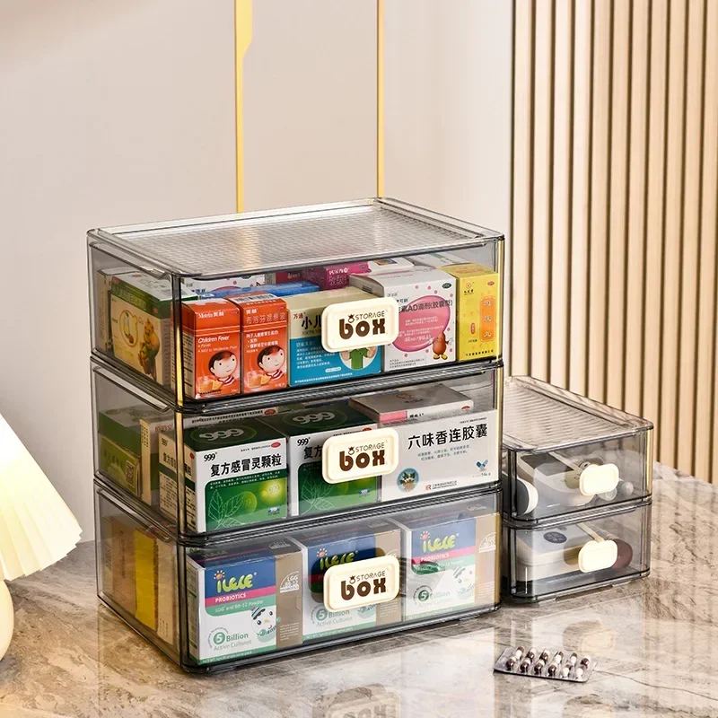 Stackable shelf transparent acrylic medicine cabinet for home use