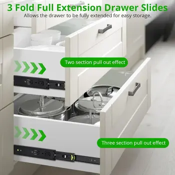 5 párů plně výsuvných zásuvných kolejnic 12/14/16 palců, boční montáž na zásuvkové lišty, zásuvkové kolejnice pro skříňky a komody 10 nejlepší prodej miniaturní výsuvy do zásuvek - №1