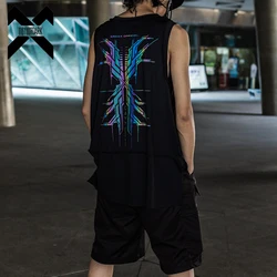 Hip Hop Fashion Casual Tank Tops Men's Loose Functional Quick-drying Sleeveless T-Shirt Print Harajuku Training Breathable Tops