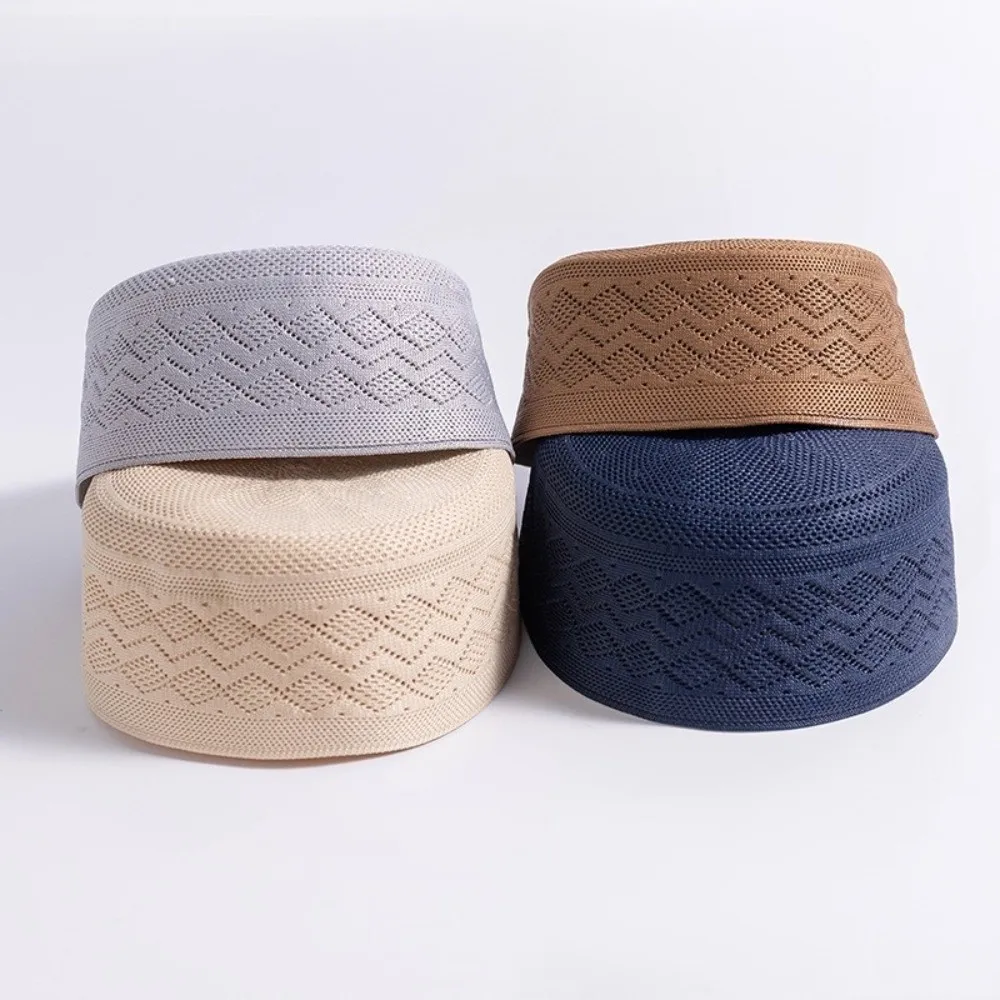 

New Crochet Knit Ethnic Hat Mesh Breathable Islamic Hat Thin Cotton Summer Hat Men