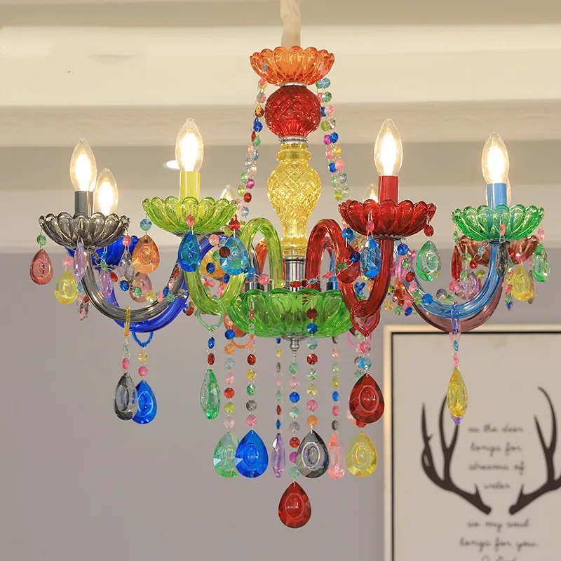 Candy color matching American candle European children's lamp children's room girl Princess bedroom Chandelier