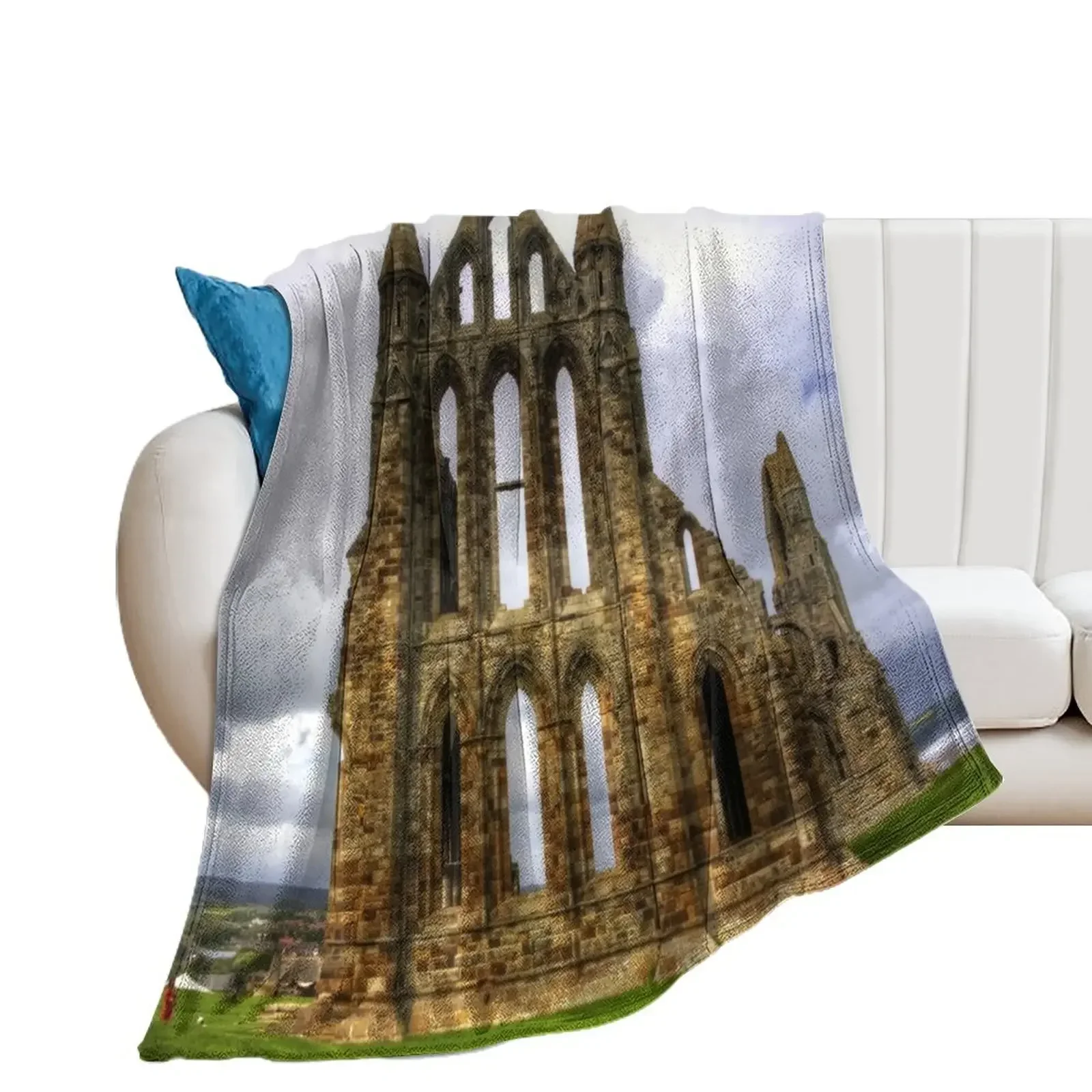 Whitby Abbey Remains Throw Blanket Hairy Blankets Sofas Of Decoration Winter beds Luxury Designer Blankets