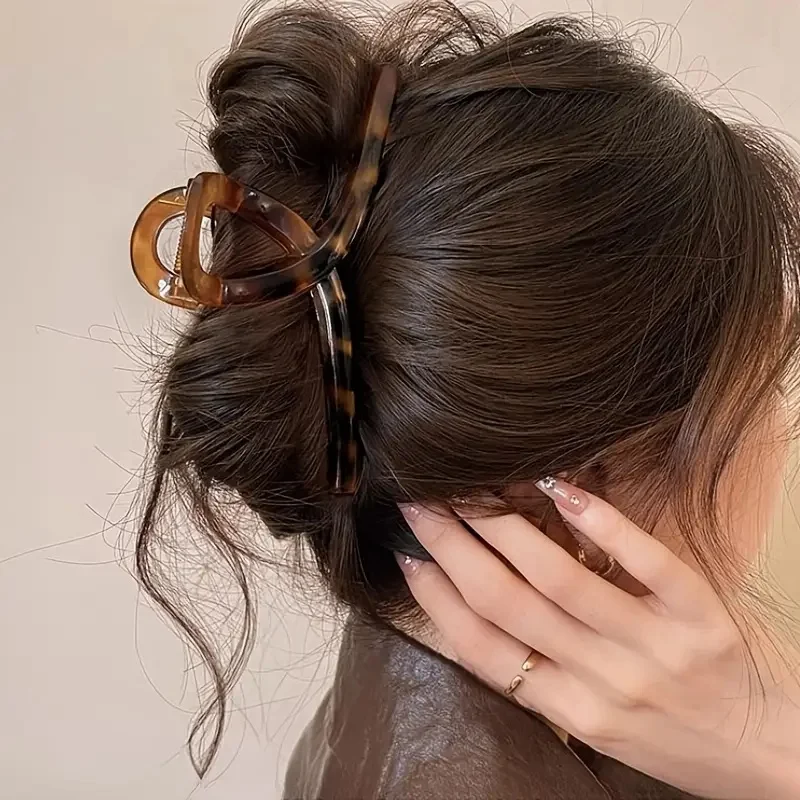Vintage-Haarklammer mit Leopardenmuster, groß, rechteckig, sicherer Halt, Haarspange für Hochsteckfrisuren, elegante Haar-Accessoires, Damen-Kopfbedeckung – Detail 4