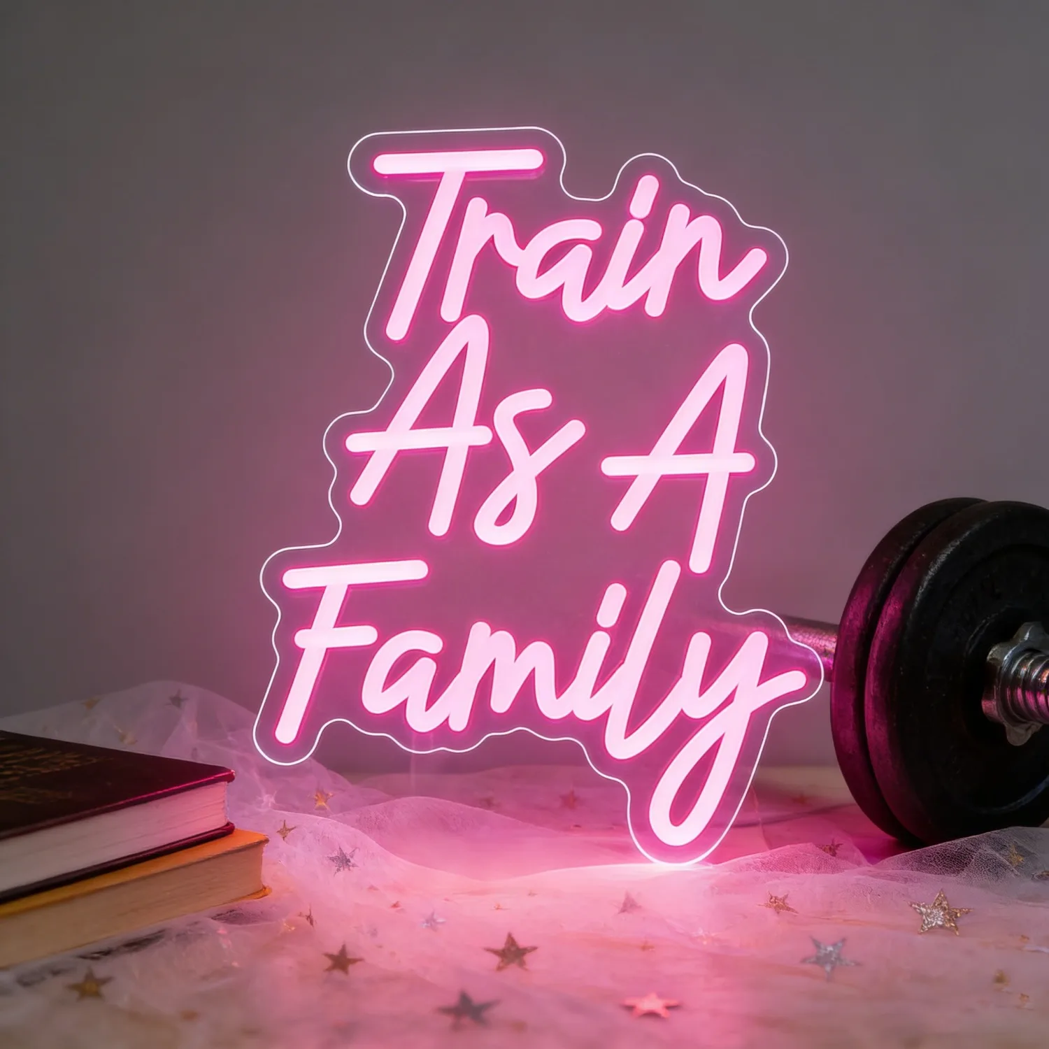

Неоновая вывеска «Train As A Family» с регулируемой яркостью, питание от USB, светодиодная неоновая лампа для дома, спортзала, студии, комнаты для йоги, гаража, тренажерного зала, кафе, коридора, декор