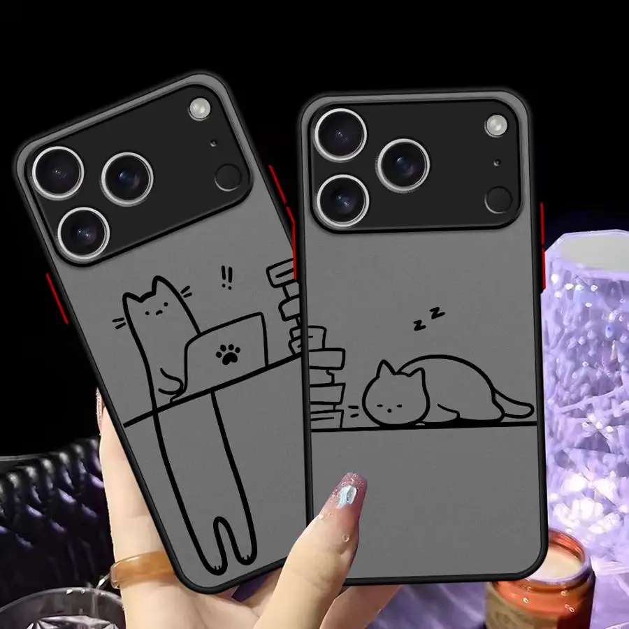 حافظة لهاتف ابل ايفون 17 اير اكس اس ماكس 13 ميني 7 8 12 13 11 برو ماكس 15 16 14 بلس غطاء ناعم لطيف كات #4