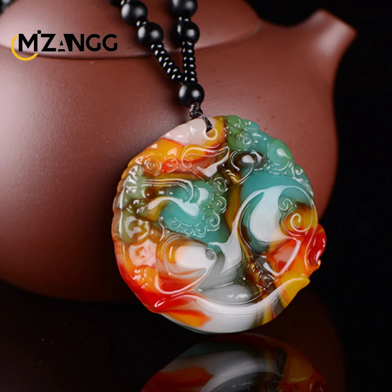 Hotan الطبيعية اللون اليشم Pixiu قلادة اليد منحوتة الفاخرة حلية مجوهرات الرجال والنساء محظوظ تميمة مهرجان هدايا