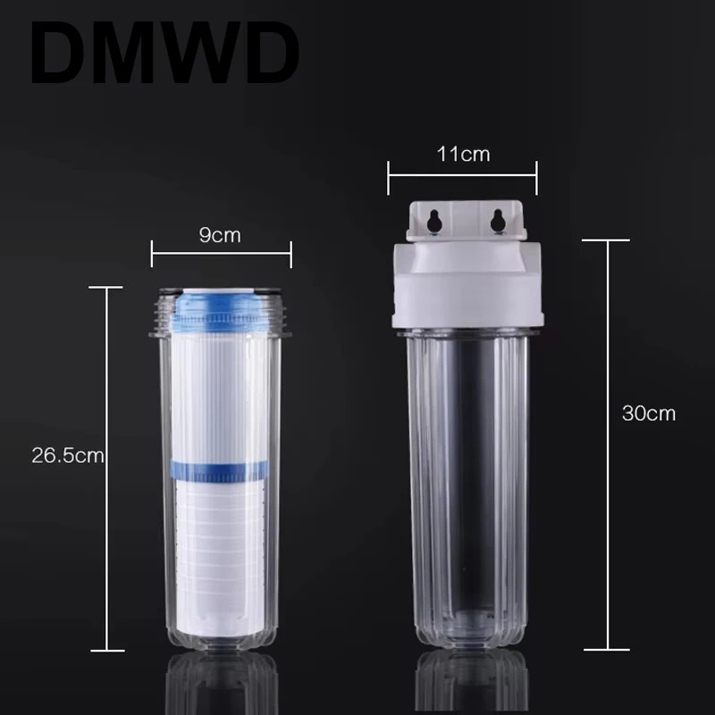 DMWD 10 inches Pre-filter PP Cotton Explosion-proof Transparent Bottle Water Purifier Softener Activated Carbon Filter Cartridge