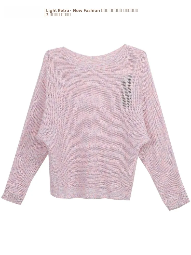 

Sweet Sle Knitted Sweater 2026 Spring New Ele Versatile Overhead Headwear Soft Medium Wool Blend Long Sve round Ne
