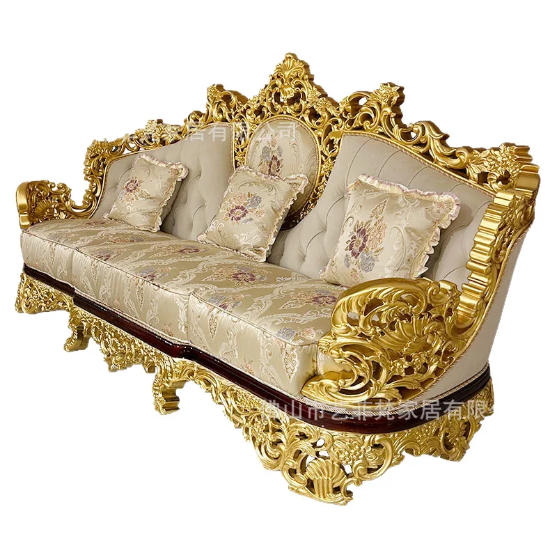 

European luxury living room sofa combination villa luxury high-end luxury fabric gold French