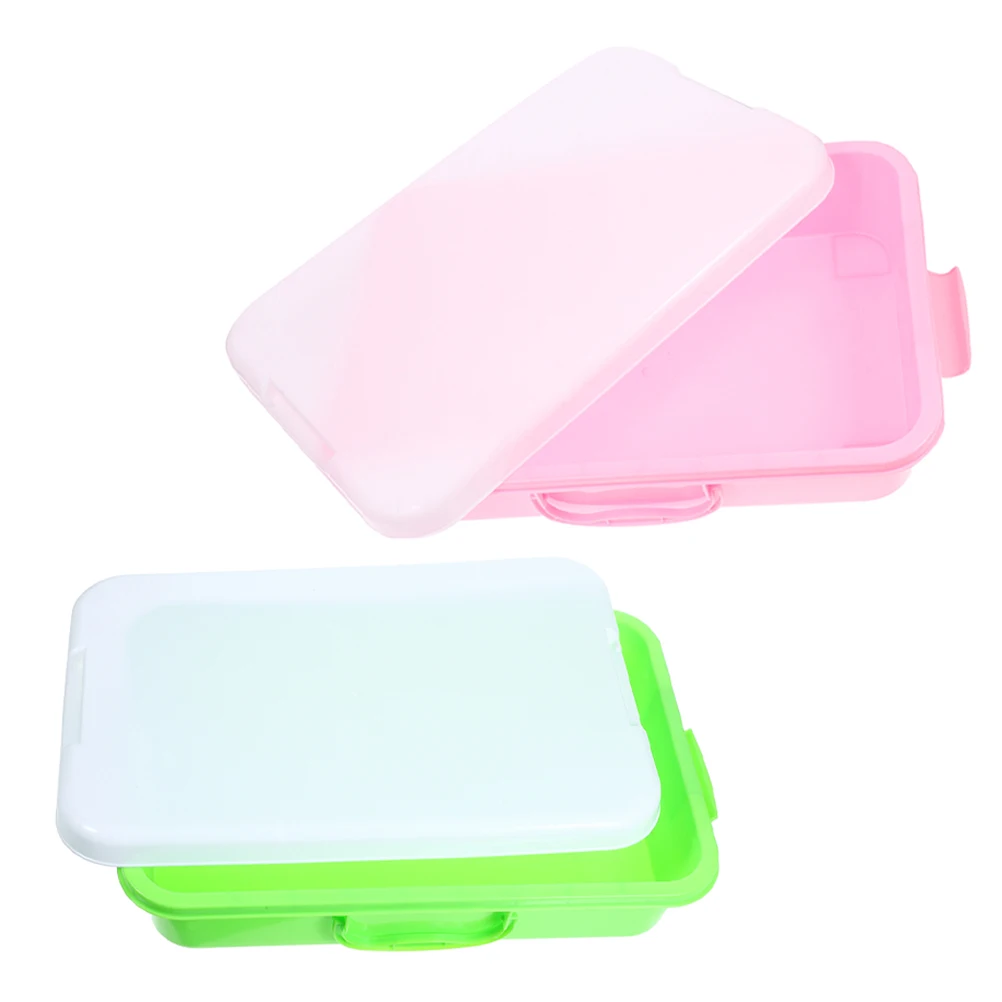 Toddler Sand Boxes with Lid Portable Plastic Tray for Kids Sensory Play Beach Toys Set Craft Storage Organizer