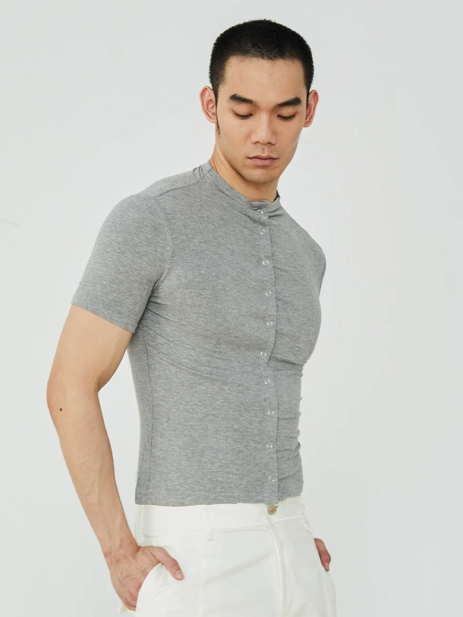 

Кардиган GAGNON SS Slim Fit с открытыми рукавами и воротником-стойкой, молодежная спортивная одежда для летнего сезона, цвет