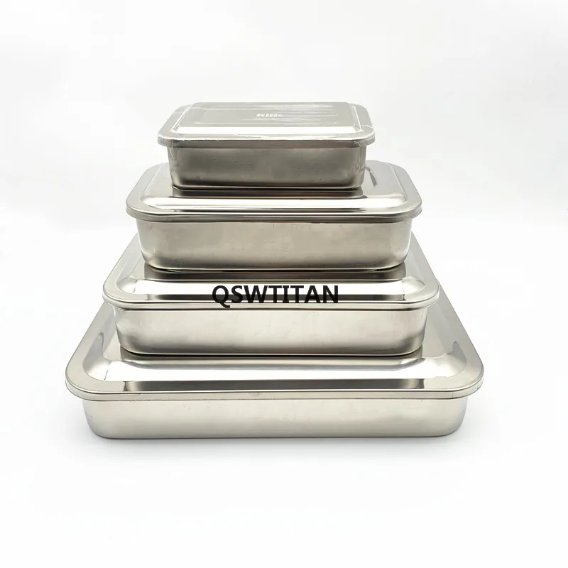 304 thick Stainless steel  Sterilization tray box  square plate without hole cover dental  surgical instruments