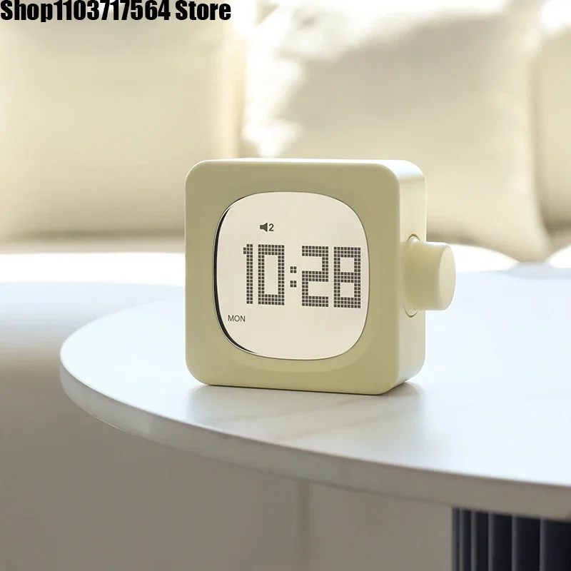 New block small alarm clock creative student clock bedroom bedside office electronic clock wake up lamp charging