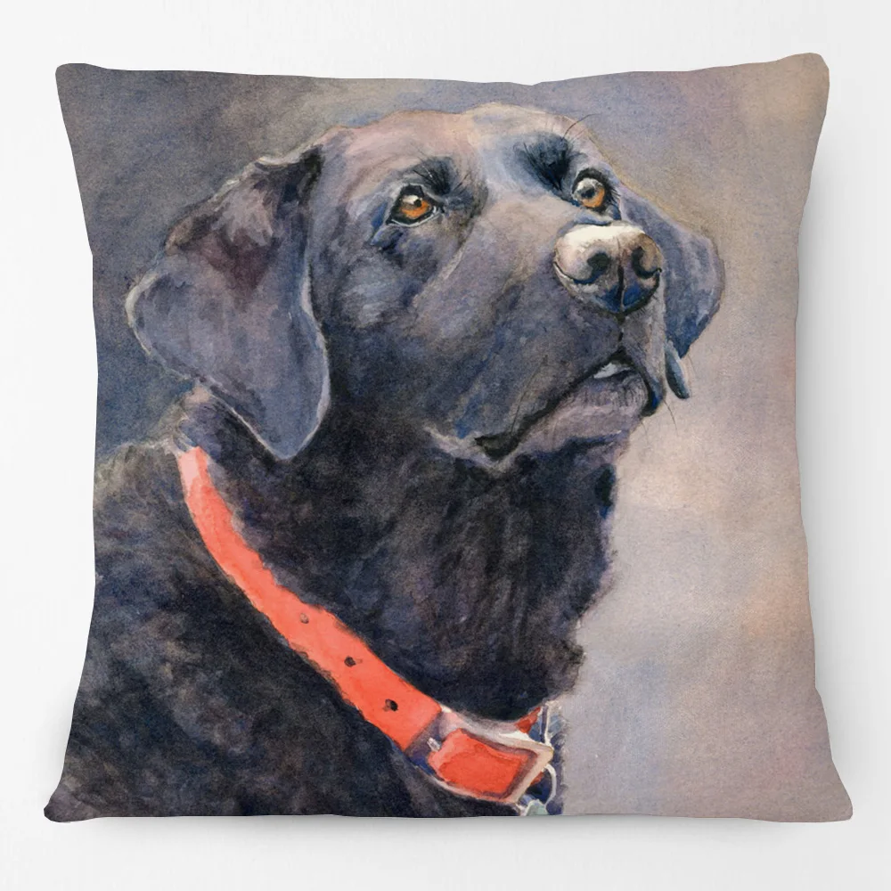Color Painting Dogs Art Cushion Cover Black Labrador Springer Spaniel Golden Retriever Beagle Boxer Print Pillow Case