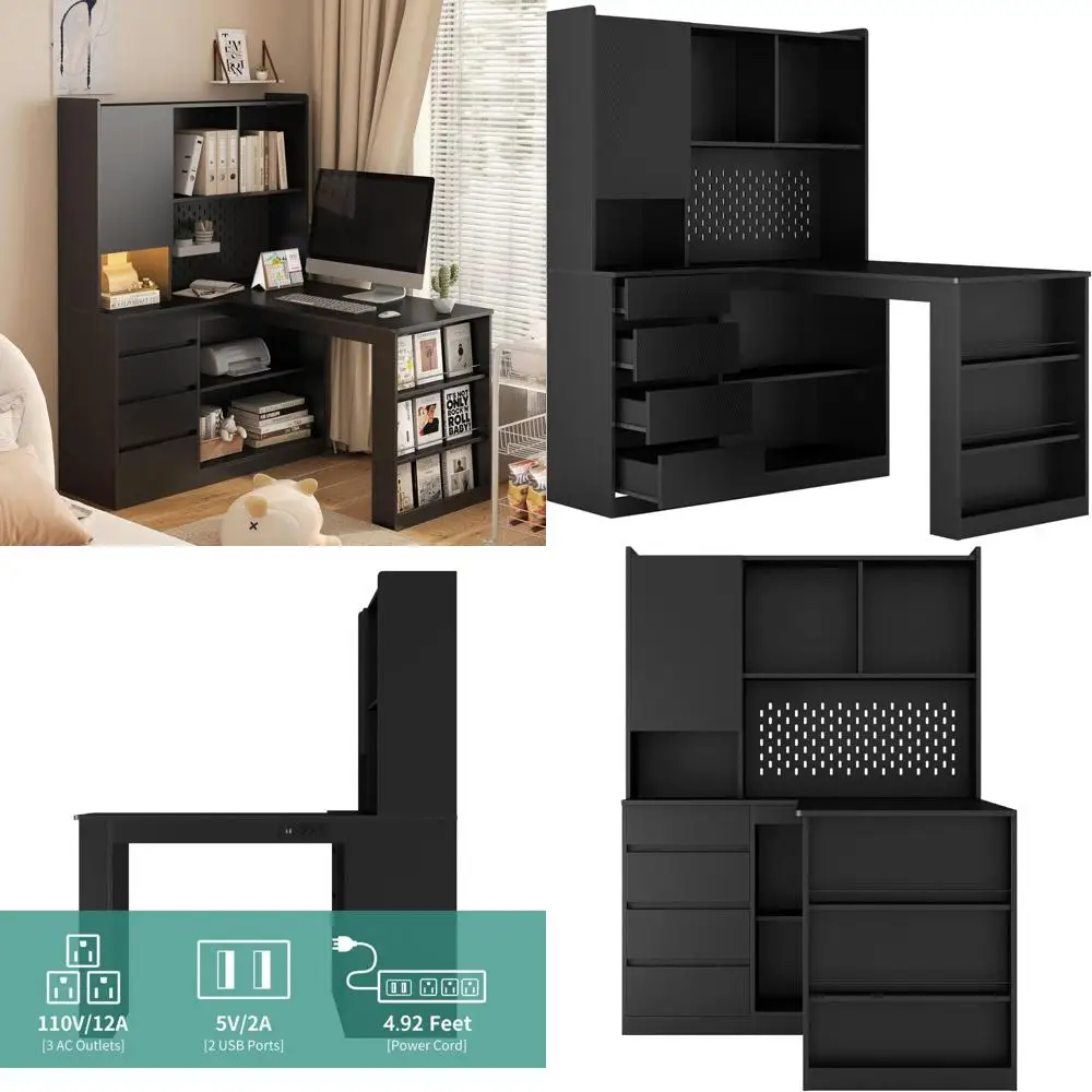 AOGLLATI Twin Bed Frame with 4 Storage Drawers and Charging Station, Farmhouse Wooden Led Twin Bed with Storage Hidden Space Hea