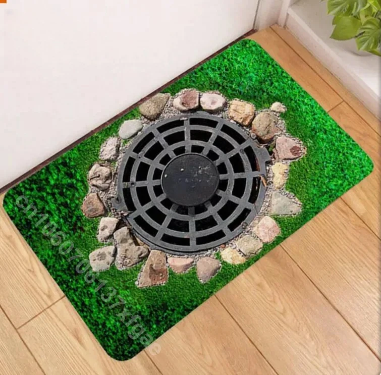 Funny 3D Traps Mat Front Door Rug Anti-Slip Indoor Outdoor Manhole Cover Pattern Doormat Floor Bath Entrance Kitchen Carpets