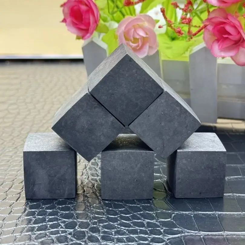 Shungite Cubes Natural Crystal Tumbled Stone Reiki Healing Energy Stones Meditation Yoga EMF Protection Black Rock Cleansing view 5