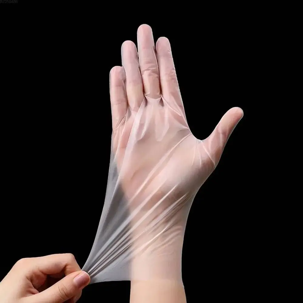 100Pcs Household Acid Work Safety Disposable Gloves Transparent Food Grade Cleaning Gloves TPE Non-Slip Latex Free Gloves