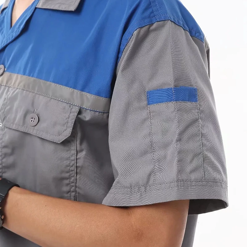 맞춤형 로고 작업복 상의 DIY 디자인 로고 남녀 공용 자동차 정비 및 청소용 얇은 작업복 다용도 포켓 셔츠