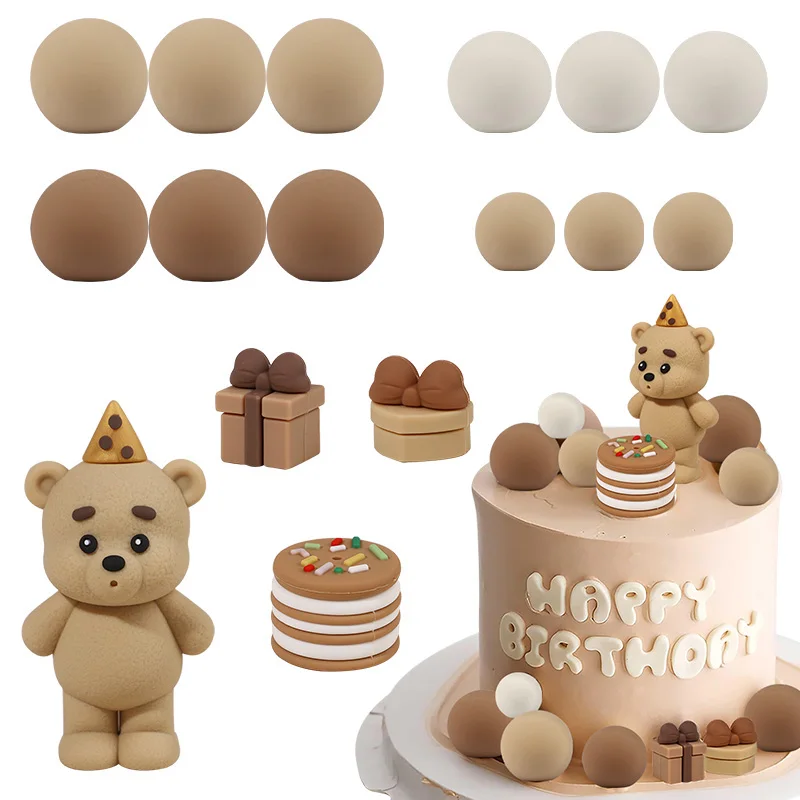 16 Stücke Braunbär Kuchen Dekoration Braune Kugeln Kuchen Topper Boho Bären Kuchen Dekoration Baby Dusche Geburtstag Kuchen Dekoration