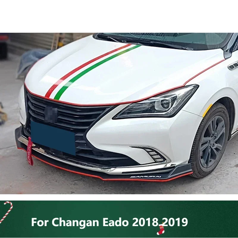 

New! Front Bumper Spoiler Protector Plate Lip Body Kit For Changan Eado 2018 2019 Carbon Surface Car Decorative Strip Chin Shove