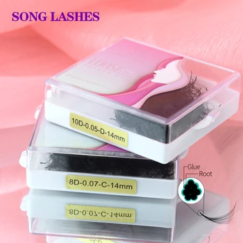 Song Lashes 루스 팬 볼륨 뾰족한 기본 볼륨 팬 러스 래쉬 슬림 얇은 속눈썹, 날카로운 속눈썹 스템 