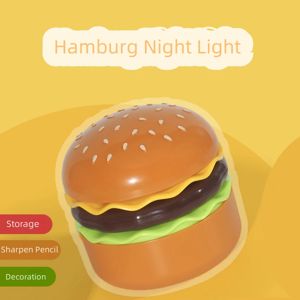 Hamburg Night Light Pencil Sharpener LED Reading Lamp Storage Atmosphere Table Lamp Perfect DIY Bedroom Decoration Gift Ночник