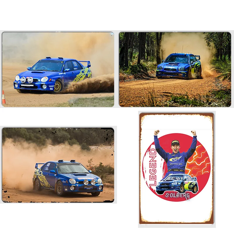 Плакат Petter Solberg and Phil Mills WRX Rally Race Ретро металлические вывески Плакаты Гараж на заказ Домашний декор Украшение комнаты Настенный декор
