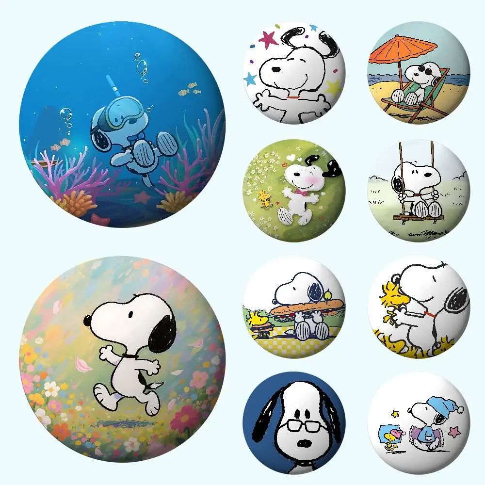 Cute S-Snoopys Badges Tinplate Soft Button Pin Brooch Metal Badge Custom Jewelry Accessories Hat Bag Lapel