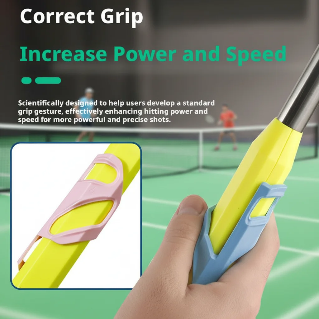 Badminton Tennis Racket Grip Trainer Handle Posture Correction Sleeve Universal Grip Assist Tool for Beginners Training