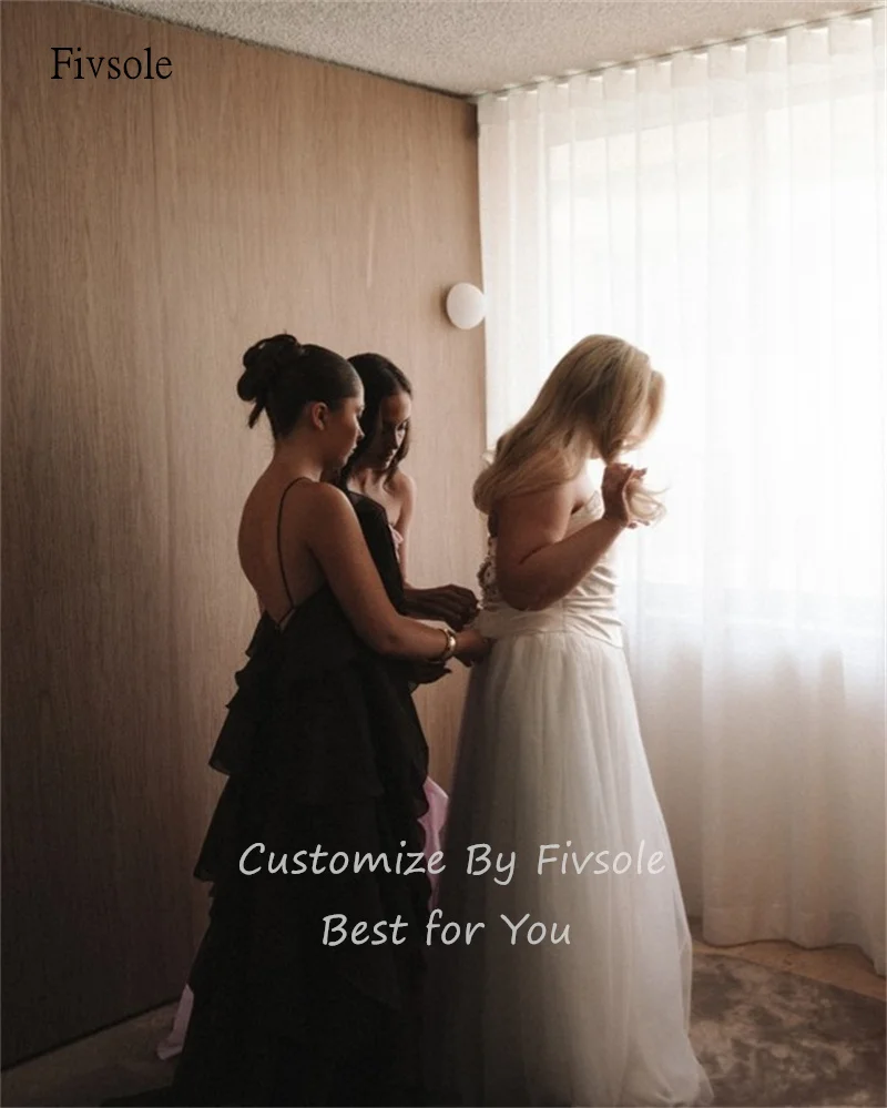 Fivsole Simple Strapless A Line Wedding Dress Backless Bride Gowns Floor Length Bride Dress vestidos de novia Customized