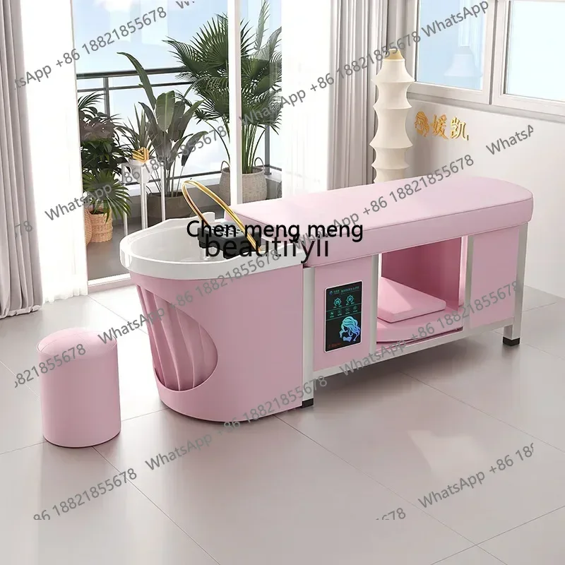 

xqStainless Steel Head Therapy Shampoo Chair Barber Shop for Hair Salon Salon Bed Beauty Salon Pavilion of Regimen Scalp Nursing