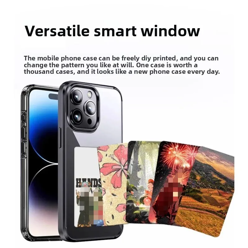 حافظة هاتف ذكية رباعية الألوان بشاشة حبر إلكترونية متوافقة مع نماذج iPhone المتعددة NFC مرآة الشاشة السلبية