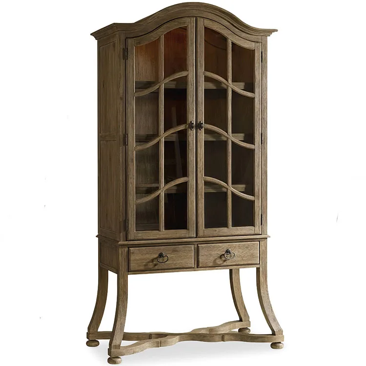 

American Traditional Solid Wood Home Office Arched Bookshelf Bookcase with Glass Door Eco-Friendly