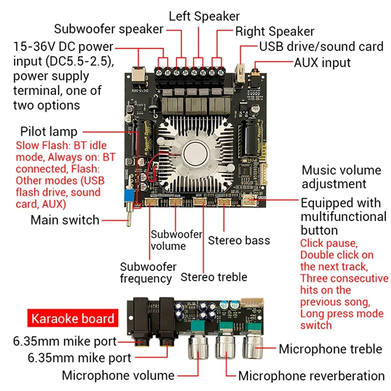 

Suitable ZK-DAM L1 2X220w&350W 2.1 Channel BT Digital Power Amplifier Board TPA3251D2 High Power Low Noise Audio Amplifier Modul