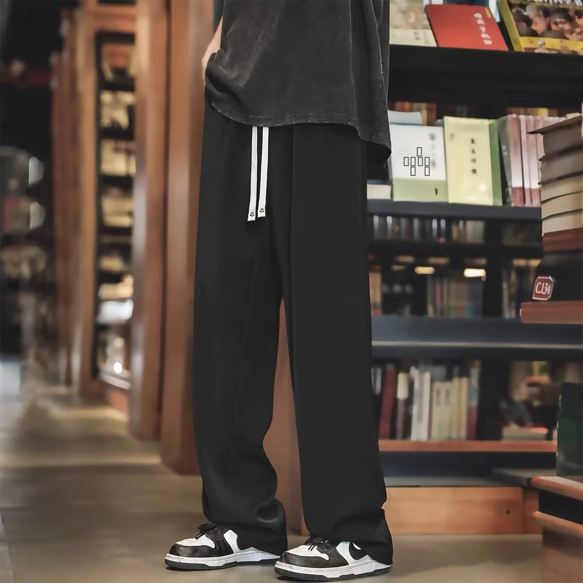 

New Chinese Sle Casual Trousers Men's Long Wide Leg Drapey Straight Loose Suit Pants High-End Feeling Youth Trend Autumn Wear