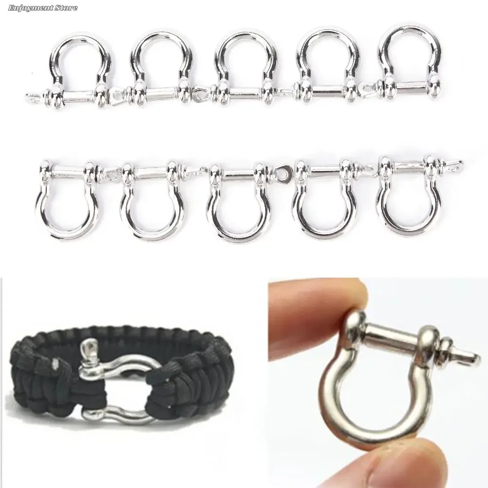 SXHWC 5/10Pcs Stainless Steel O-Shaped Shackle Buckle Anchor Shackle Screw Pin  Paracord Outdoor Camping Survival Rope Bracelets