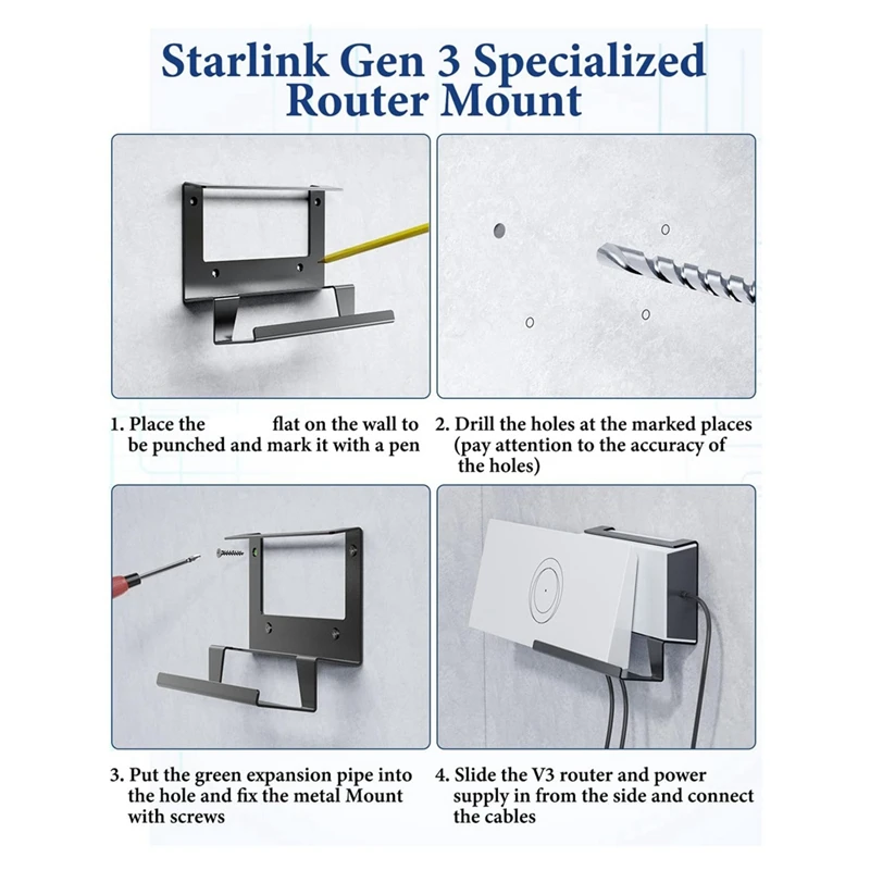 For Starlink Gen 3 Router Mount,Mesh Router Gen3 & Power Supply 2-In-1 Metal Wall Mount Kit,For Starlink Mounting Kit