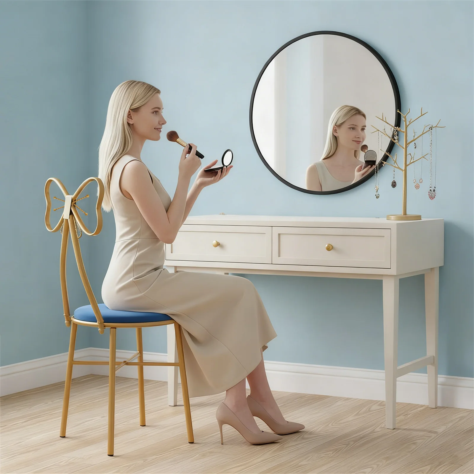 

Современный стул для макияжа, табурет в форме бабочки, грузоподъемность 220,46 фунтов, стул с спинкой в форме бабочки для ресторанов, гостиных