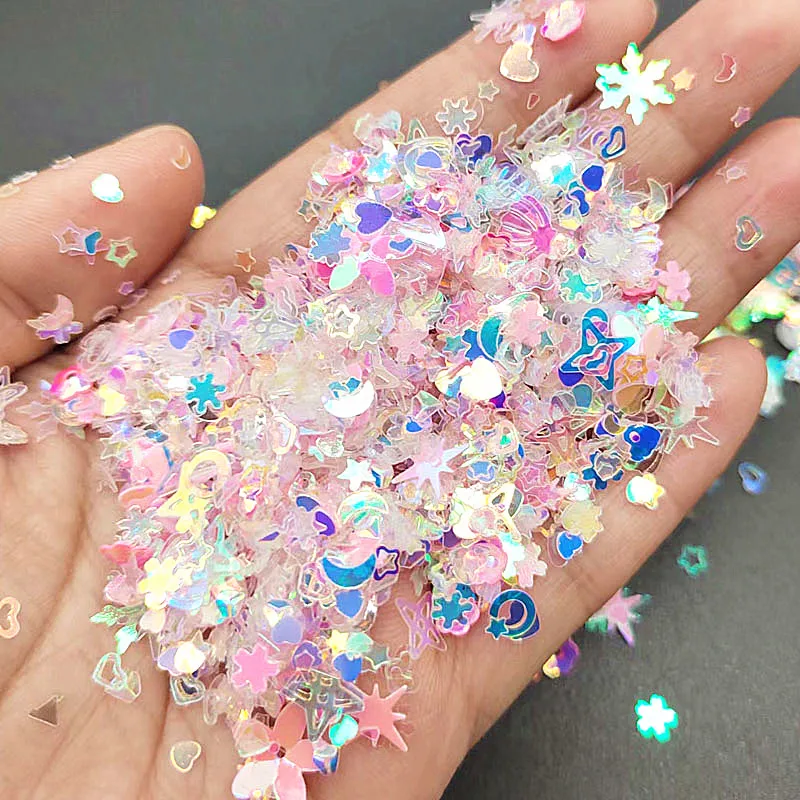 Mix Moon Star Heart Nail Sequins for Craft Glittering Crystal Loose Sequin Paillettes DIY Manicure Nail Art Decoration Confetti