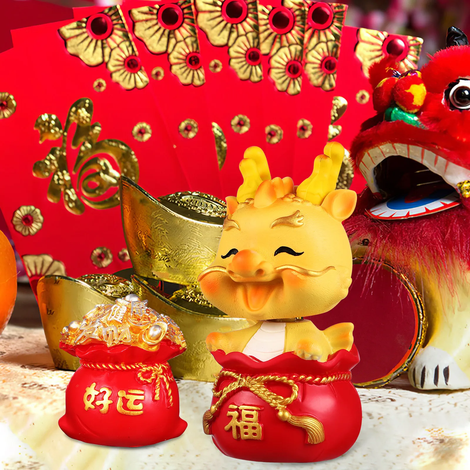 

Набор из 1 шт. Декоративная фигурка дракона из смолы для рабочего стола, качающая головой, украшение для приборной панели автомобиля, зодиакальный зверь, подарок на Новый год