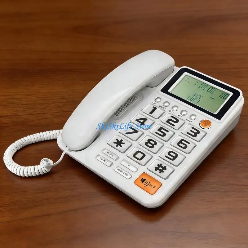 E65E Corded Landline Phone Big Button Landline Phone Call Display Fixed Telephone