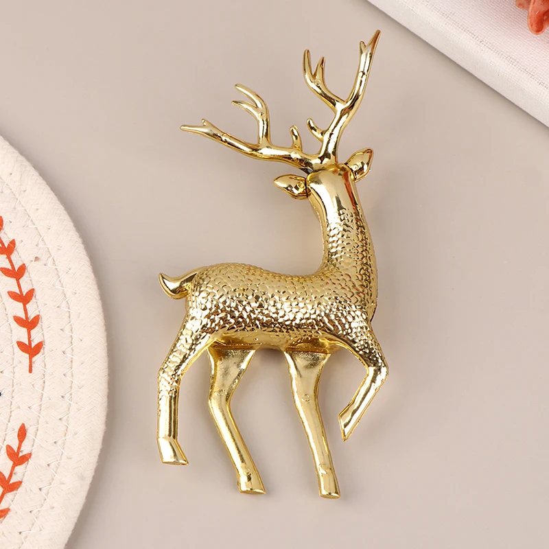 Figuras de renos con soporte dorado de ciervo brillante y alce de cristal elegante, colgantes de Navidad, adornos de mesa bonitos para el hogar y pasteles DIY