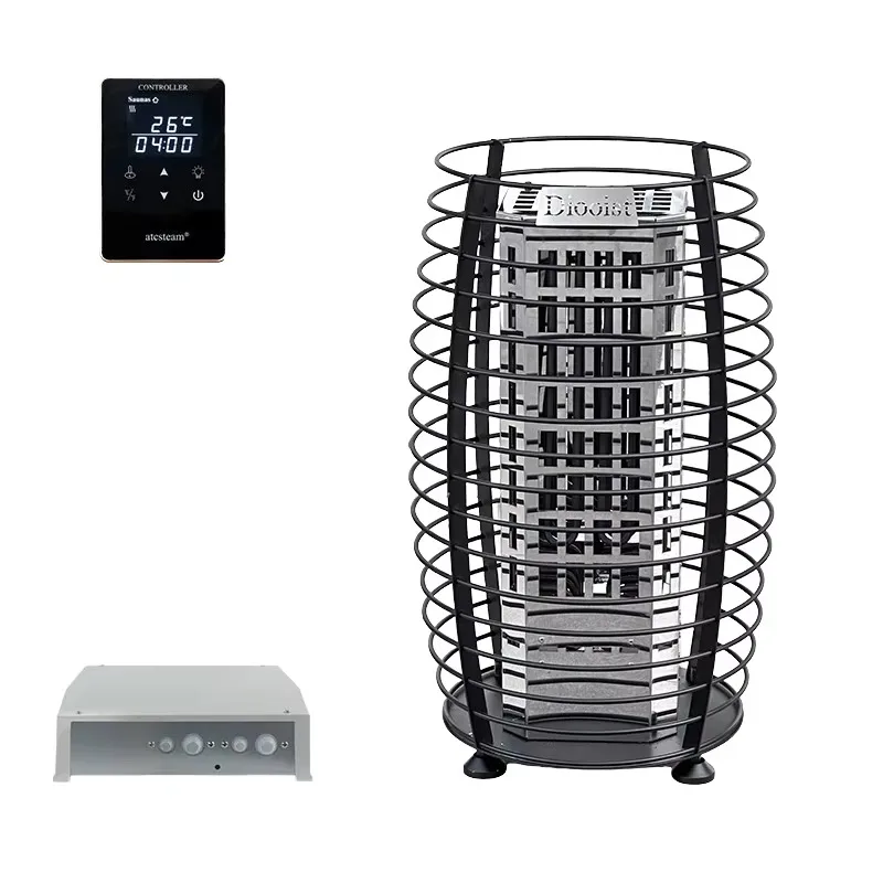 Hochwertiger elektrischer Saunaofen für den privaten und gewerblichen Gebrauch in der Farbe Schwarz oder Silber von 9 kW bis 15 kW Leistung