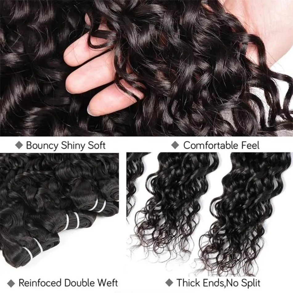 حزم شعر بشري مموج عميق حزمة شعر برازيلي 100% شعر بشري 10-32 بوصة لون طبيعي للنساء السود وصلات شعر ريمي