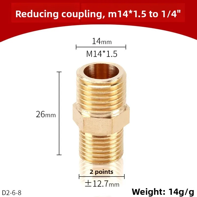 M22M14x1.5mm Pipe Joint Accessories Copper Tee Elbow Double Outer Wire Direct Inner And Outer Wire Four-Way Wear-Resistant