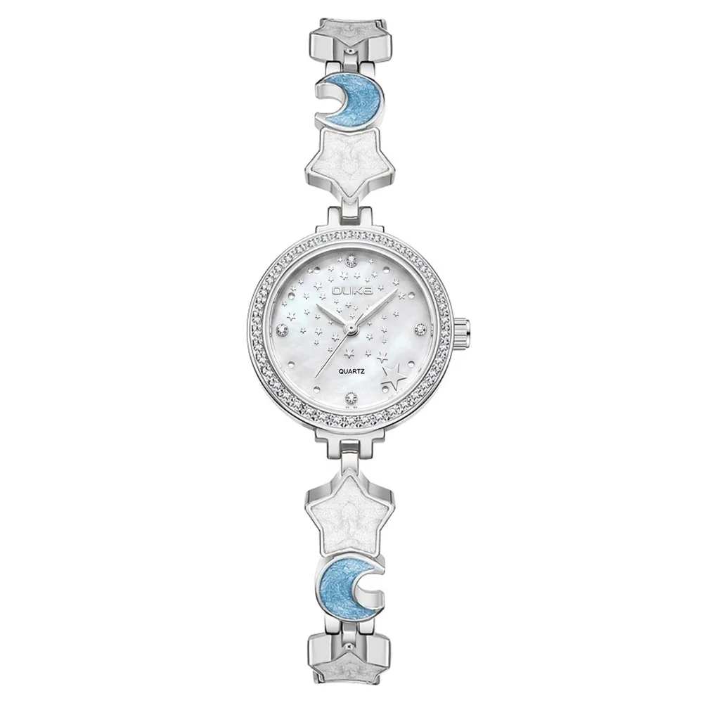 Women's Light Luxury Starry Moon Quartz Watch with Fashion Waterproof Delicate Bracelet Style and Jewelry Decor