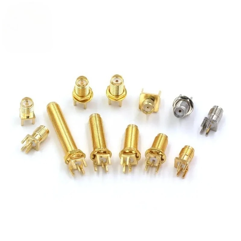 5pcs/lot SMA-KE Long-Thread Series Straight Female Connector Receptacle Adapter PCB-Mount RF Brass Connector